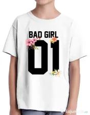 Tricou ADLER copil Bad girl Alb 