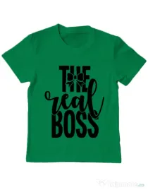 Tricou ADLER copil The real boss Verde mediu