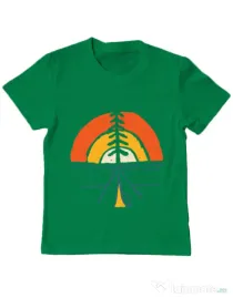 Tricou ADLER copil Camp and sunset Verde mediu