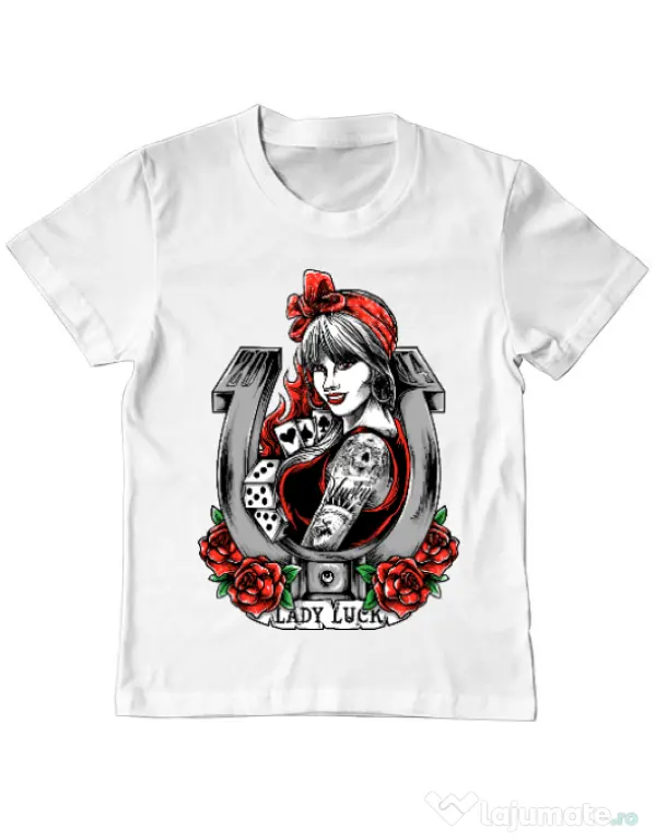 Tricou ADLER copil Lady luck Alb