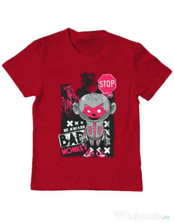 Tricou ADLER copil Bad monkey Rosu