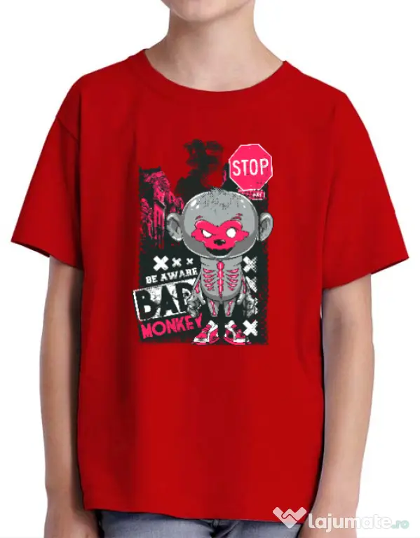 Tricou ADLER copil Bad monkey Rosu