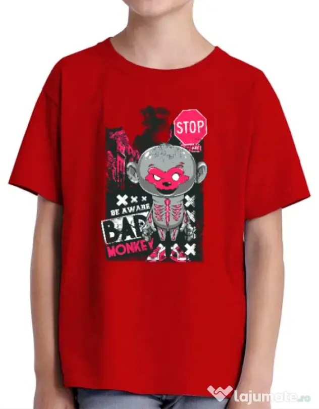 Tricou ADLER copil Bad monkey Rosu