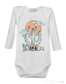 Baby body Skull and Cactus Alb