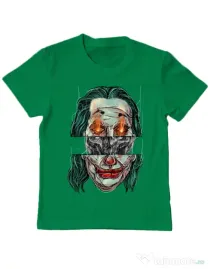 Tricou ADLER copil Joker skull Verde mediu