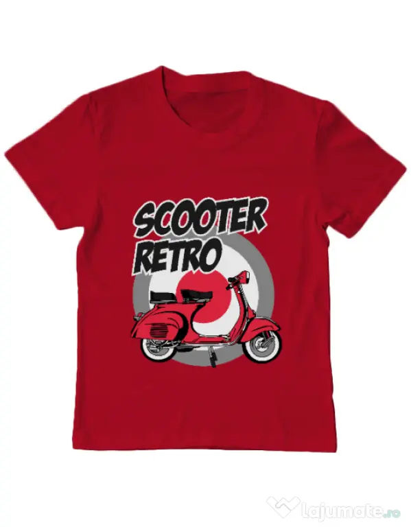 Tricou personalizat copil SCOOTER RETRO RED COLOR Rosu