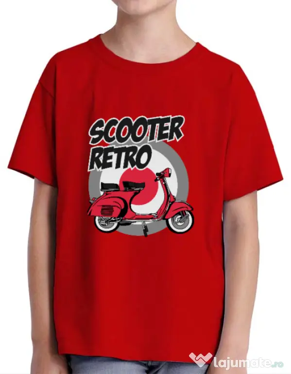 Tricou personalizat copil SCOOTER RETRO RED COLOR Rosu