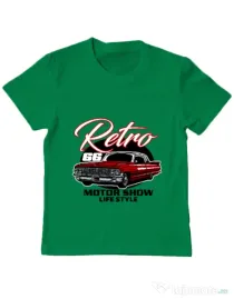 Tricou personalizat copil retro motorshow Verde mediu