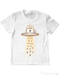 Tricou ADLER copil Alien Coffee Invasion Alb