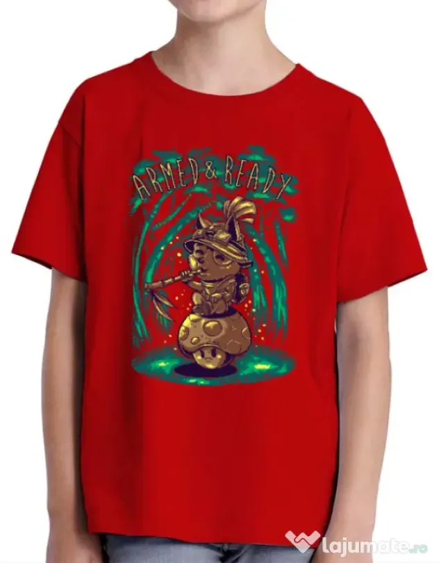 Tricou ADLER copil Armed and ready Rosu
