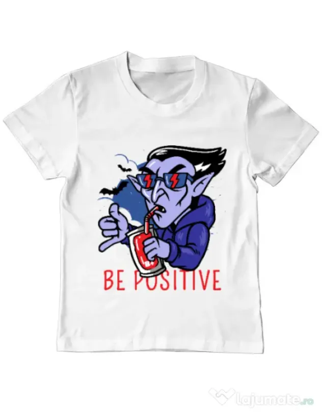 Tricou ADLER copil Be positive Alb