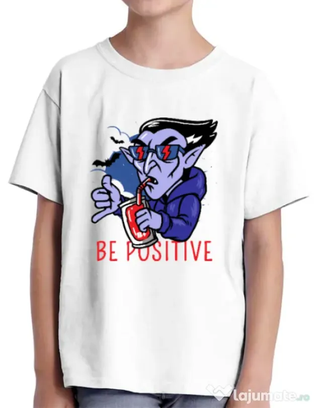 Tricou ADLER copil Be positive Alb