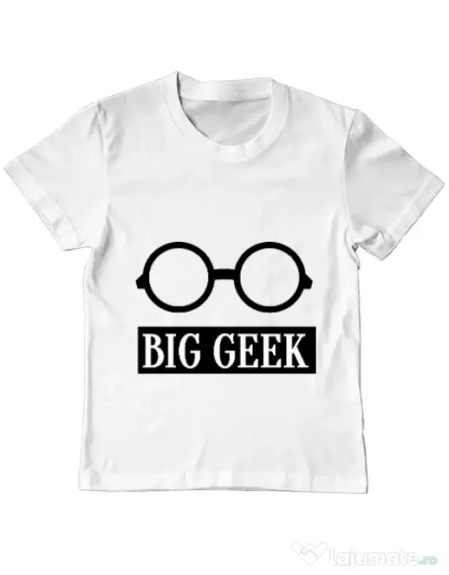 Tricou ADLER copil Big geek Alb