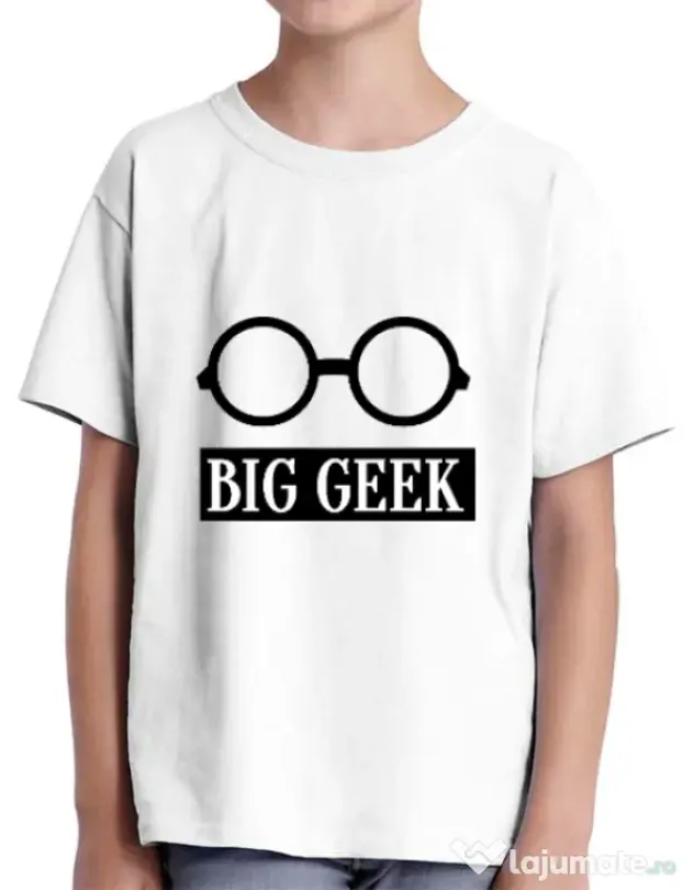 Tricou ADLER copil Big geek Alb