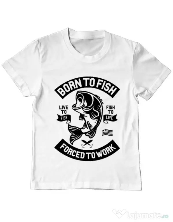 Tricou ADLER copil Born To Fish Alb
