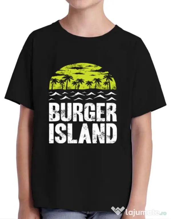 Tricou ADLER copil Burger island Negru