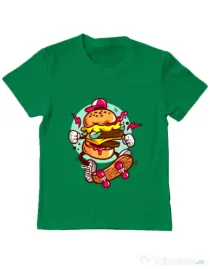 Tricou ADLER copil Burger Skater Verde mediu