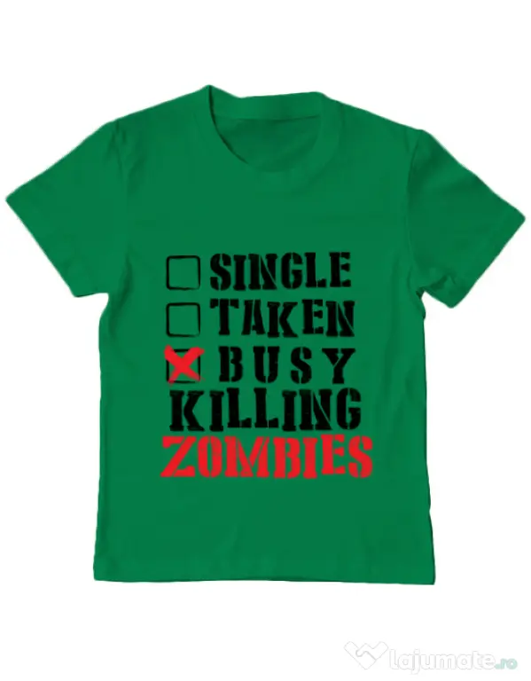 Tricou ADLER copil Busy killing zombies Verde mediu