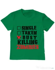 Tricou ADLER copil Busy killing zombies Verde mediu