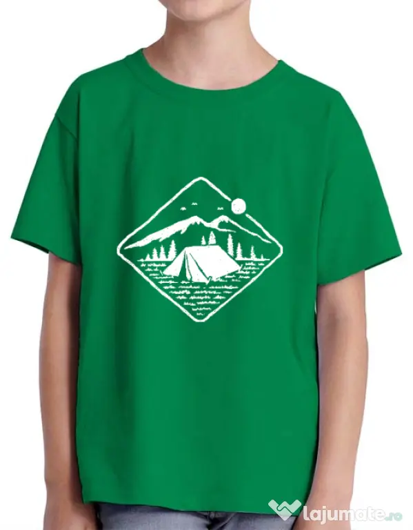 Tricou ADLER copil Camp Mode ON Verde mediu