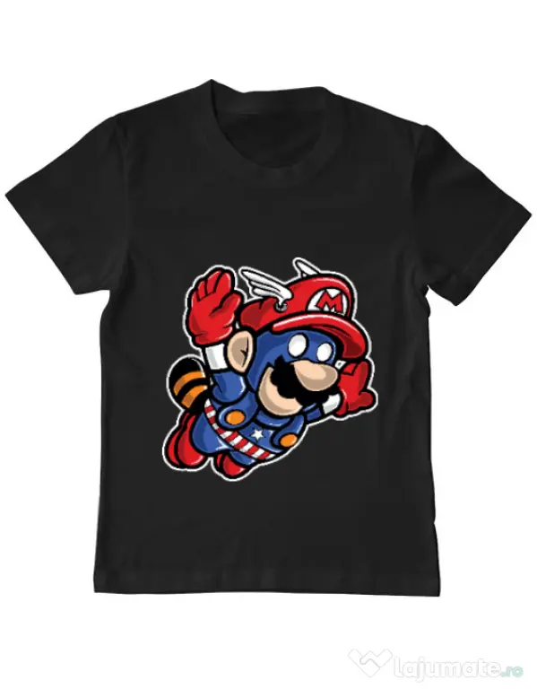 Tricou ADLER copil Captain Mario Negru