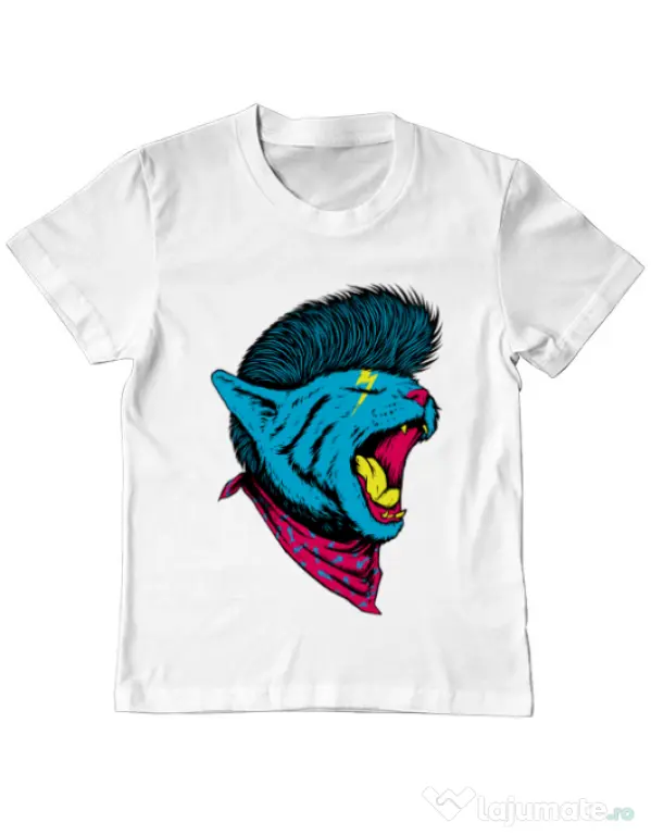 Tricou ADLER copil Cat Punk Alb