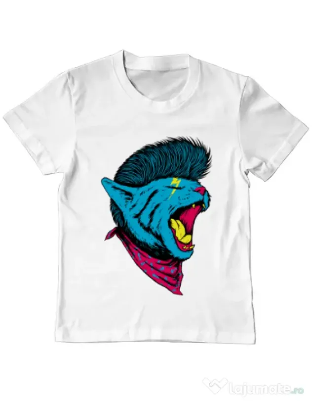 Tricou ADLER copil Cat Punk Alb