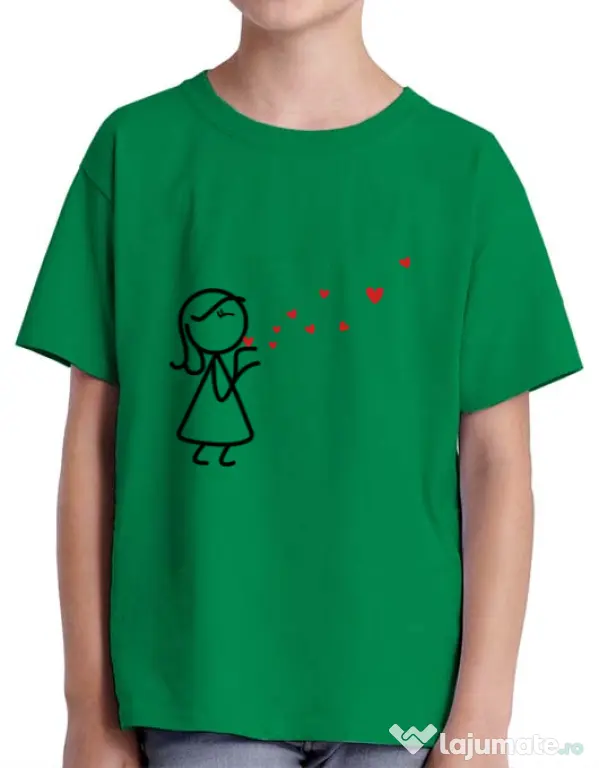 Tricou ADLER copil Catching love 2 Verde mediu