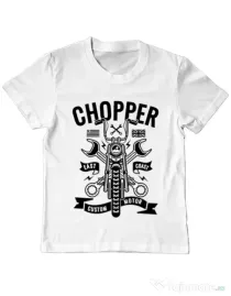 Tricou ADLER copil Chopper Alb