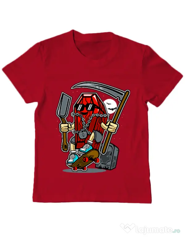 Tricou ADLER copil Coffin Skater Rosu
