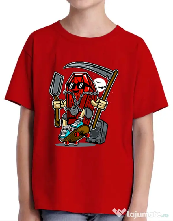 Tricou ADLER copil Coffin Skater Rosu