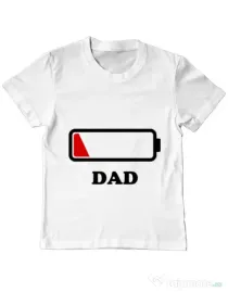 Tricou ADLER copil Dad battery Alb