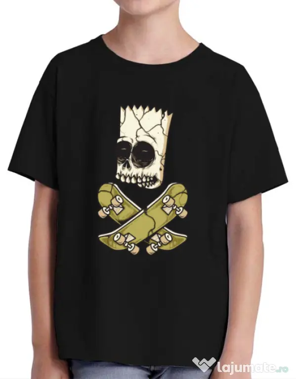 Tricou ADLER copil Death of Skateboarder Negru