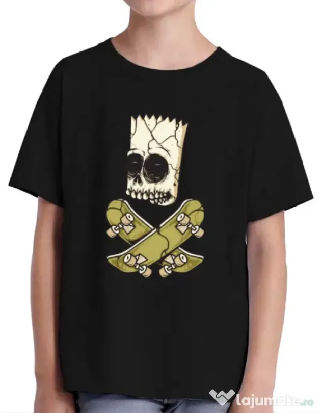 Tricou ADLER copil Death of Skateboarder Negru