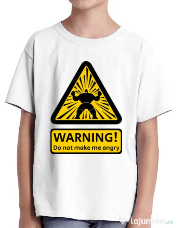 Tricou ADLER copil Do not make me angry Alb