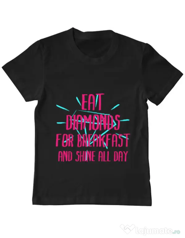Tricou ADLER copil Eat diamonds Negru