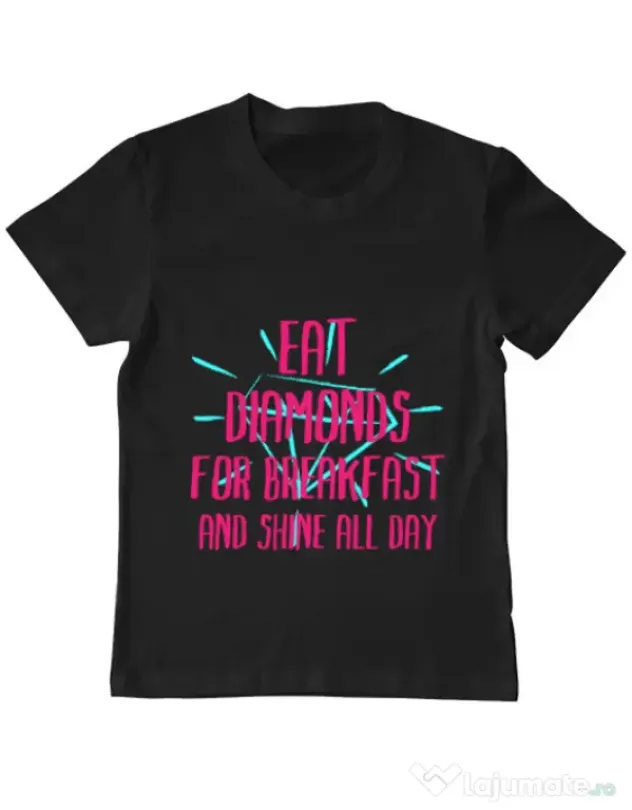 Tricou ADLER copil Eat diamonds Negru