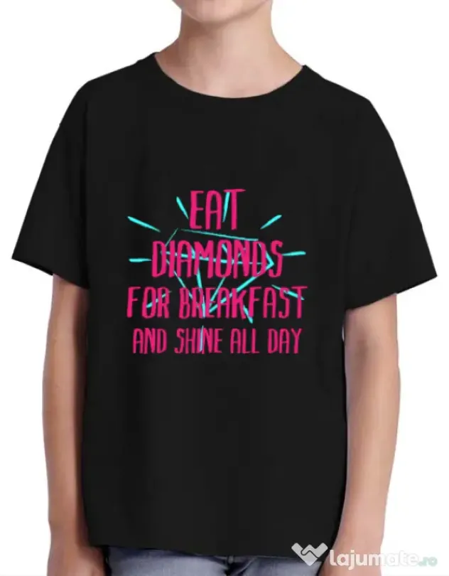 Tricou ADLER copil Eat diamonds Negru