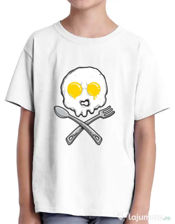 Tricou ADLER copil Eggskull Alb