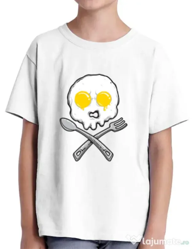 Tricou ADLER copil Eggskull Alb