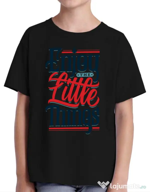 Tricou ADLER copil Enjoy The Little Things Negru