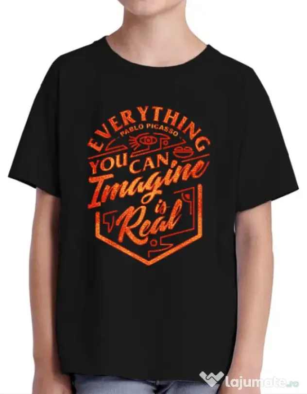 Tricou ADLER copil Everything You Can Imagine is Real Negru