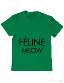 Tricou ADLER copil Feline meow Verde mediu