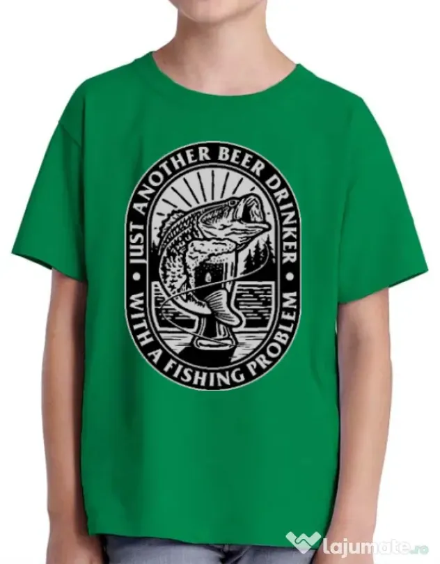 Tricou ADLER copil Fishing problem Verde mediu