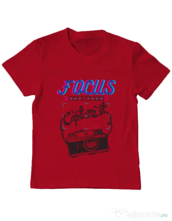 Tricou ADLER copil Focus and than Capture it Rosu