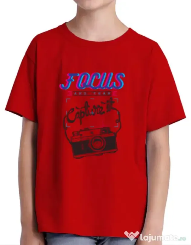 Tricou ADLER copil Focus and than Capture it Rosu
