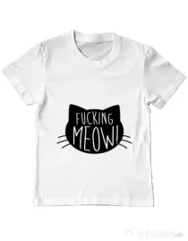 Tricou ADLER copil Fucking meow Alb