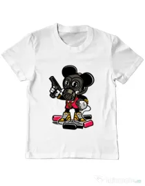 Tricou ADLER copil Gangsta Mouse Alb