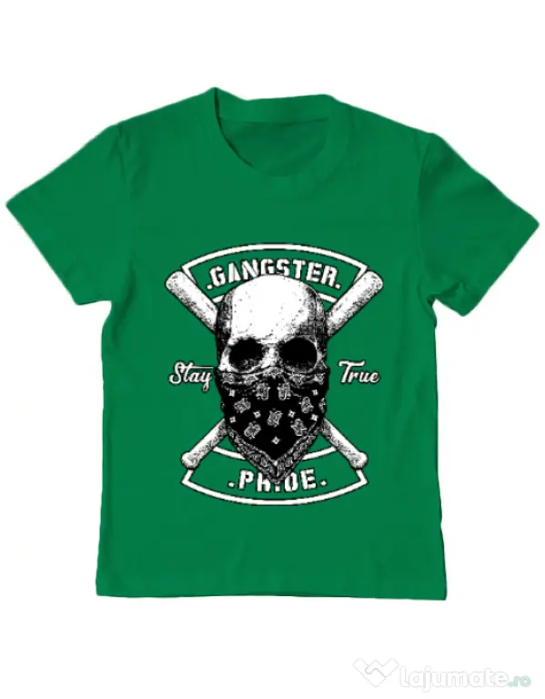 Tricou ADLER copil Gangster skull Verde mediu