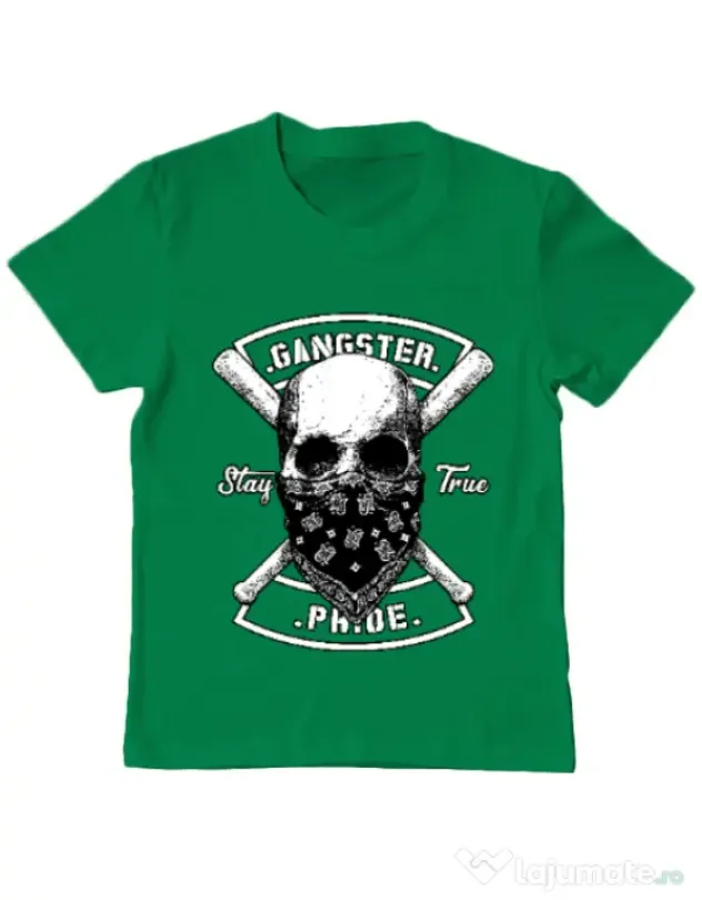Tricou ADLER copil Gangster skull Verde mediu